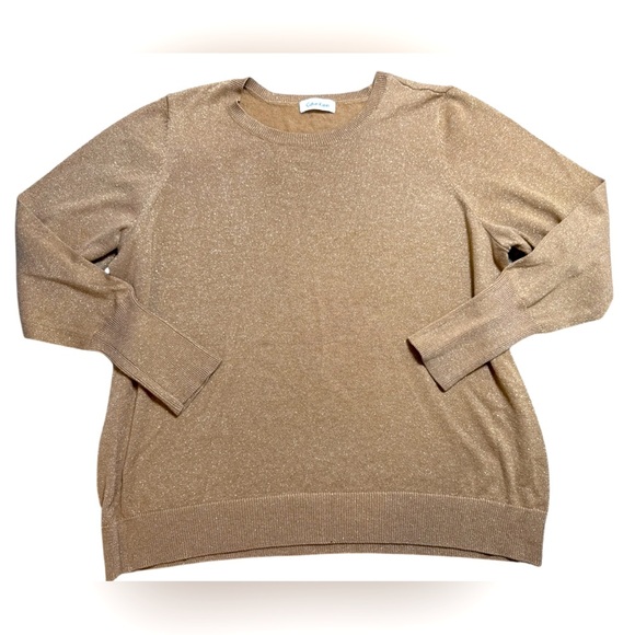 Calvin Klein Bronze Metallic Shimmer Sweater – No Size Tag (Fits Like large - Picture 1 of 5